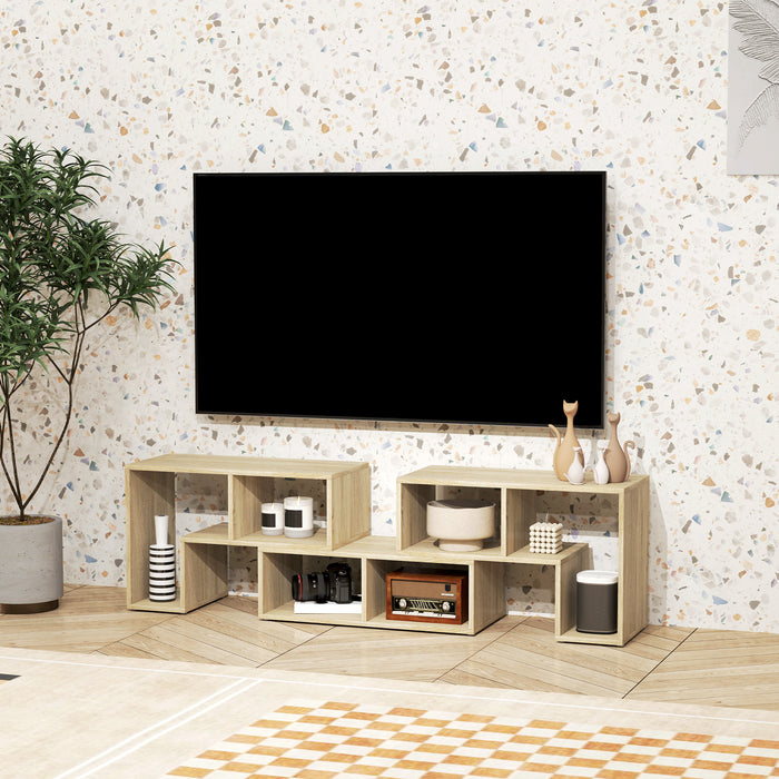 Grey Oak Wood Grain TV Stand for TVs up to 75 Inches with Storage Shelves by HOMCOM