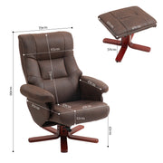 Dark Brown Manual Recliner Chair with Matching Footstool Faux Leather Comfort Set by Homcom