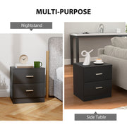 Modern Bedside Table with Two Storage Drawers for Bedroom or Lounge Use Black AOSOM