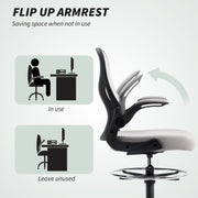 Ergonomic Mesh Standing Desk Chair with Lumbar Support and Flip Up Arms Grey