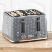 Grey Four Slice Honeycomb Toaster with Adjustable Browning Control by HOMCOM