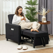 Black Linen Look Single Chair Bed Sofa Folding Design by HOMCOM