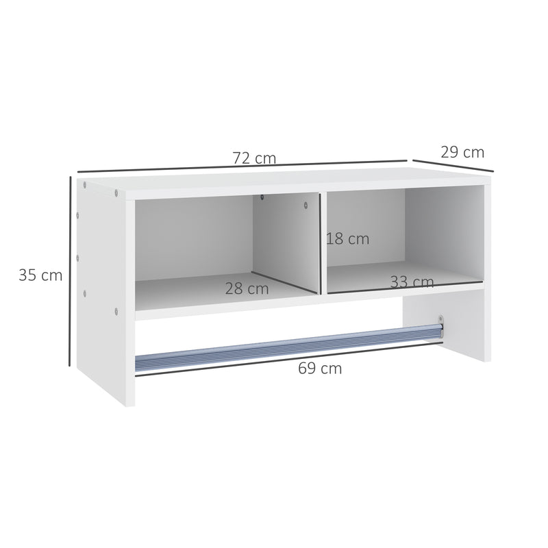 White Wall Mounted Coat Rack With Hooks And Shelf For Hallway Storage And Organisation