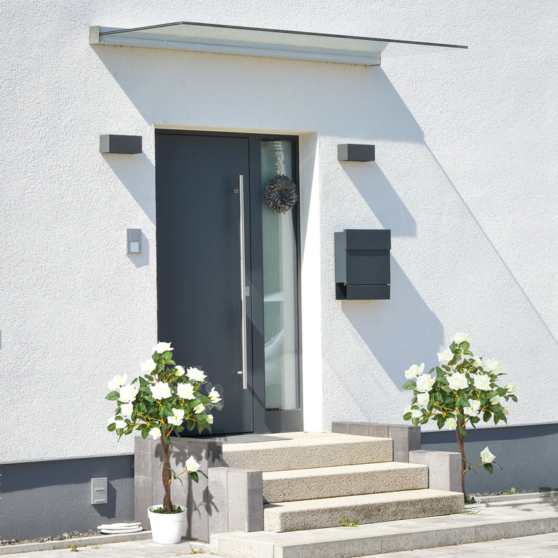 Set of 2 White Rose Artificial Plants 90cm Tall Ideal for Indoor or Outdoor Decor