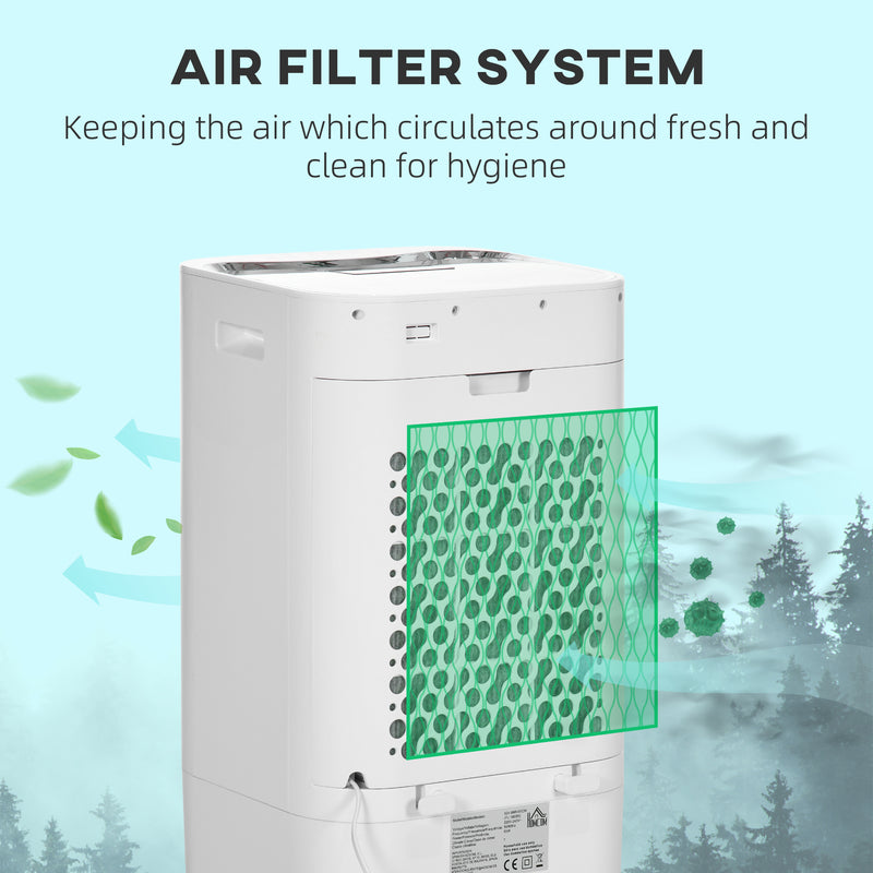 Air filter system with a green filter on a light blue background