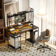 Black Computer Desk with LED Lights and Power Outlets Home Office Gaming Desk by HOMCOM