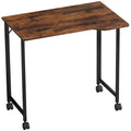 Compact Folding Desk on Wheels with Storage Shelf for Home Office Use Rustic Brown AOSOM