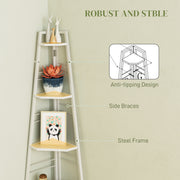 White 5 Tier Wooden Corner Shelf Unit for Living Room or Office Storage by HOMCOM