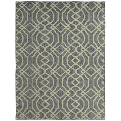 Machine Washable Indoor Outdoor Rug With Geometric Design For Home Or Garden, Grey