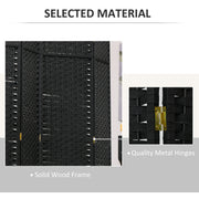 6 Panel Folding Room Divider Freestanding Privacy Screen for Home or Office Use Black AOSOM