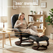 Recliner Chair with Footstool for Relaxing at Home Easy Clean PU Leather Black Homcom