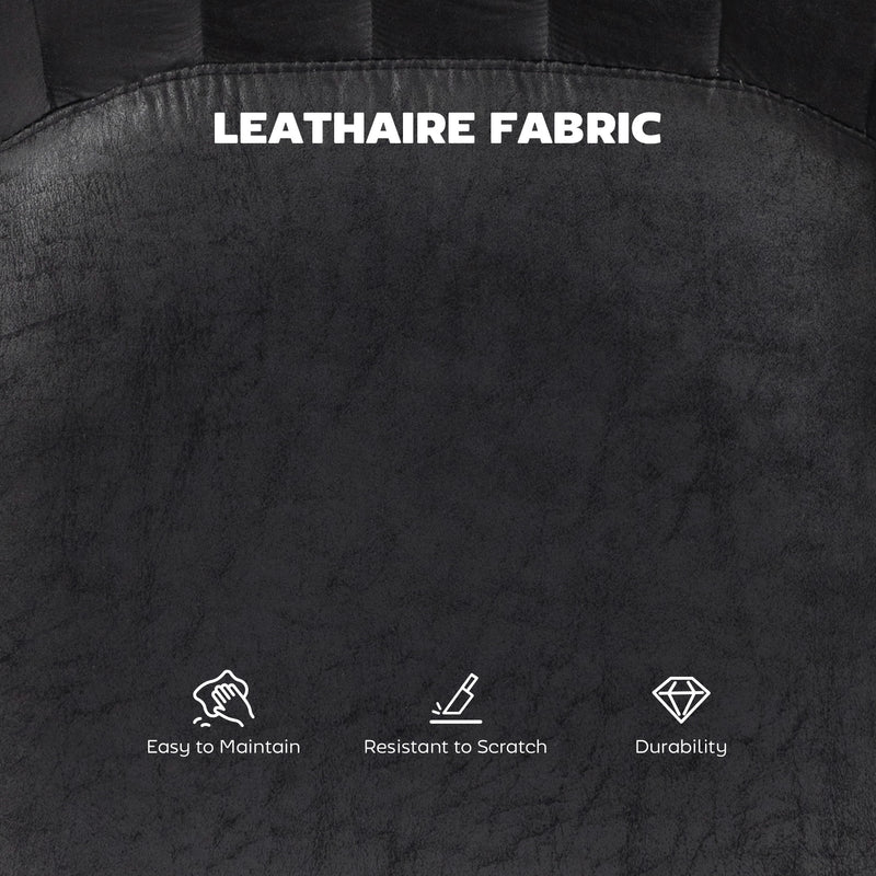 Set of 2 Leathaire Tub Bar Stools with Footrest for Kitchen or Home Bar Black