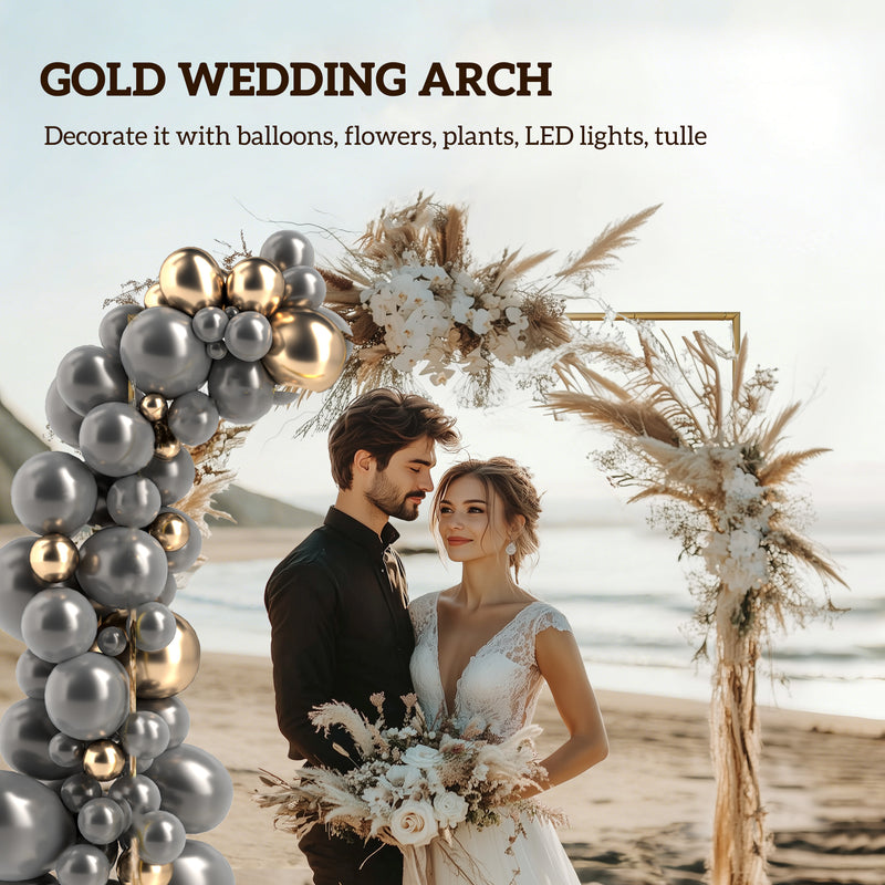 Metal Event Arch for Weddings and Parties Easy to Decorate Indoor or Outdoor Gold AOSOM