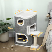 75 cm Cat Tree Tower With Scratching Post And Platforms For Indoor Cats, Grey AOSOM