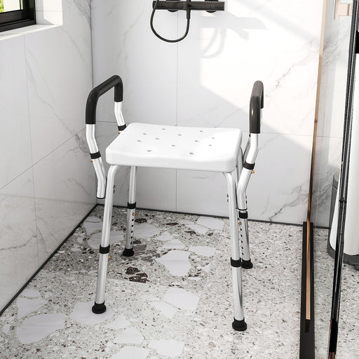 Adjustable Aluminium Bath Seat with Non Slip Legs for Elderly and Disabled, White