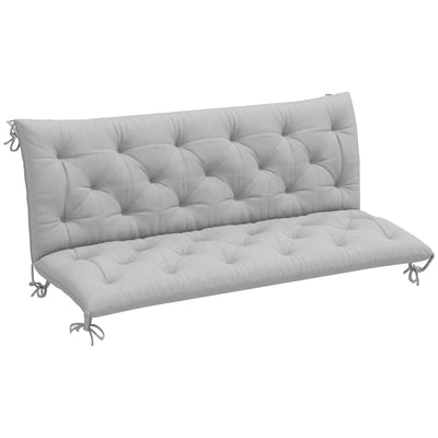 Light Grey Three Seater Bench Cushion for Outdoor and Garden Seating by Outsunny