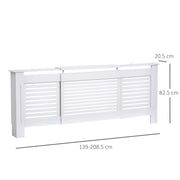White Extendable Radiator Cover With Slatted Design And Storage Shelf For Home Office