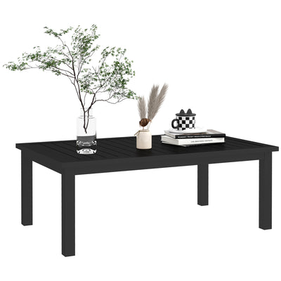 Black Aluminium Rectangular Outdoor Coffee Table 100cm x 60cm Weather Resistant by Outsunny
