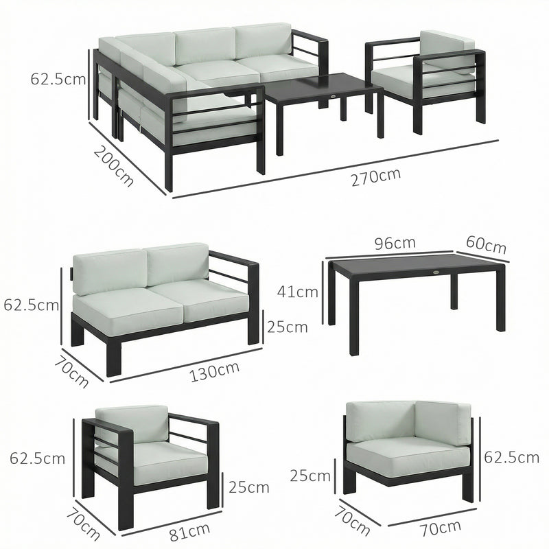 Aluminium Garden Furniture Set with Cushions for Modern & Comfortable Outdoor Seating Light Grey