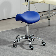 Height Adjustable Saddle Stool for Salon or Spa with Faux Leather Seat Dark Blue
