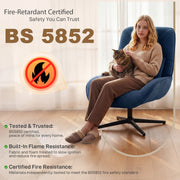 Accent Swivel Chair with High Back and Lumbar Support for Living Room or Bedroom Dark Blue AOSOM