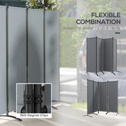 4 Panel Folding Garden Privacy Screen 1.7m Freestanding Divider for Deck Pool Hot Tub Dark Grey by Outsunny Outsunny