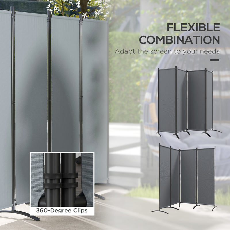 4 Panel Folding Garden Privacy Screen 1.7m Freestanding Divider for Deck Pool Hot Tub Dark Grey by Outsunny Outsunny
