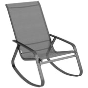 Grey Rocking Garden Chair Comfortable Outdoor Lounger for Patio or Deck by Outsunny