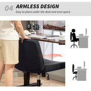 Armless Swivel Desk Chair With Wide Padded Seat And Tilt Function For Home Office Black