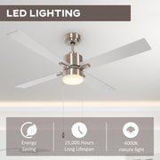 Ceiling Fan with LED Light and Reversible Blades Ideal for Low Ceilings Silver Natural AOSOM