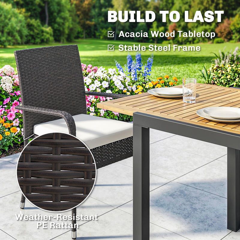 7 Piece Garden Dining Set with Extendable Table and Stackable Chairs for Flexible Outdoor Seating