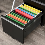 Mobile Metal Filing Cabinet with 3 Drawers and Anti Tilt Design for Home Office, Black