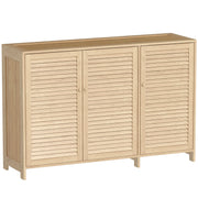 Shoe Storage Cabinet for Hallway with Adjustable Shelves and Louvered Doors Natural Wood Homcom