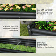 Raised Garden Bed 180 x 90cm Metal Planter Box Ideal for Vegetables and Herbs Grey AOSOM
