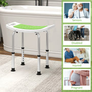 Height Adjustable Shower Stool With Padded Seat and Drainage Holes for Bathroom Use, Green