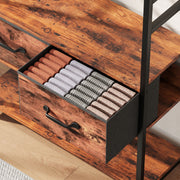 6 in 1 Industrial Hallway Organiser With Hooks and Shoe Bench For Entryway Brown Black