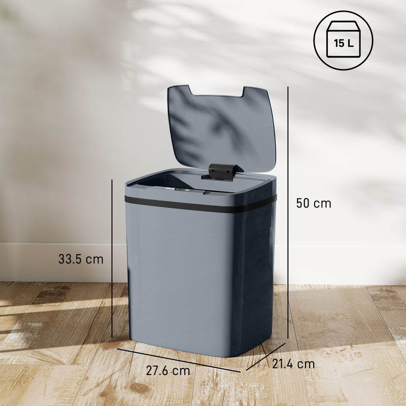 15L Automatic Sensor Bin Touch Free Waste Solution For Kitchen Or Bathroom Grey AOSOM