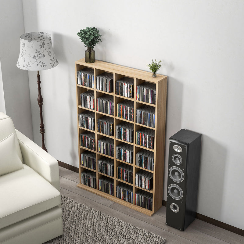 CD Storage Cabinet with Adjustable Shelves for Media and Display 89 x 130 cm ,Natural Wood