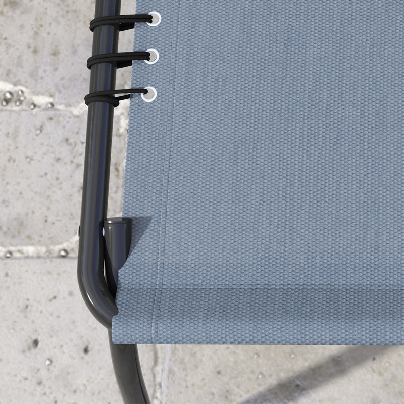 Grey Folding Sun Loungers Set of 2 with Adjustable Four Position Backrests for Garden