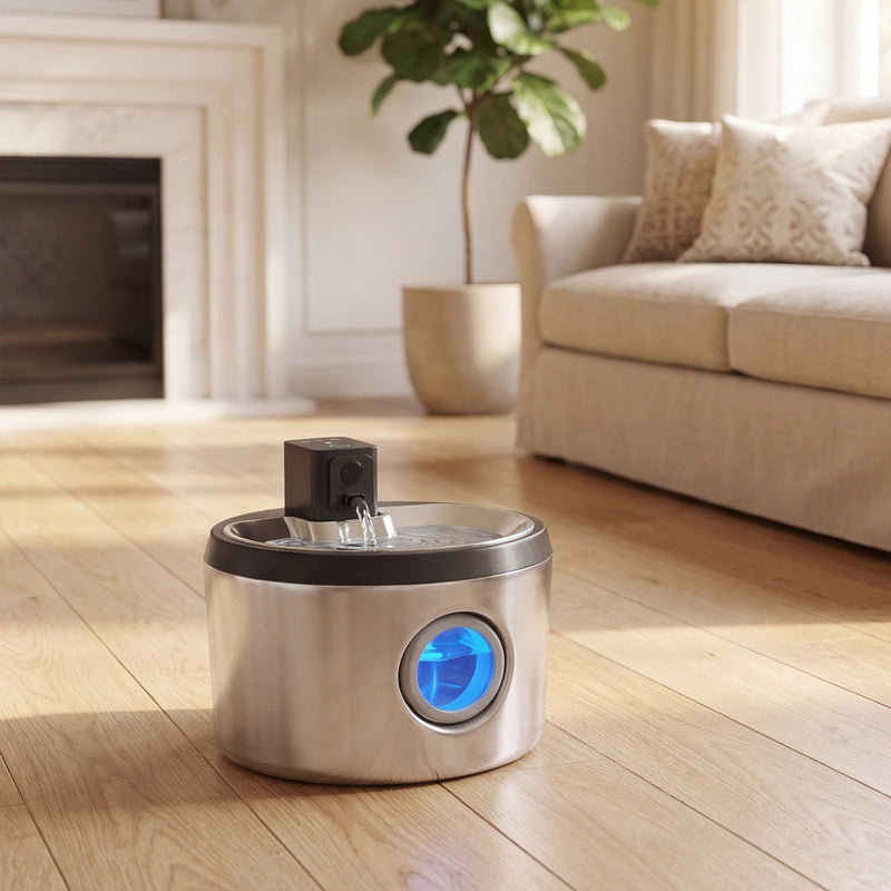 Cordless Pet Water Fountain with Motion Sensor and 4L Tank for Cats and Small Dogs Silver AOSOM