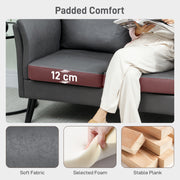 Two Seater Grey Leathaire Sofa With Padded Cushions For Living Room Comfort