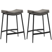 Set of 2 Industrial Bar Stools with Curved Seat for Kitchen or Dining Room Grey