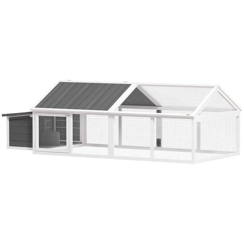 White Wooden Chicken Coop With Nesting Box and Openable Roof for 4-8 Chickens by PawHut
