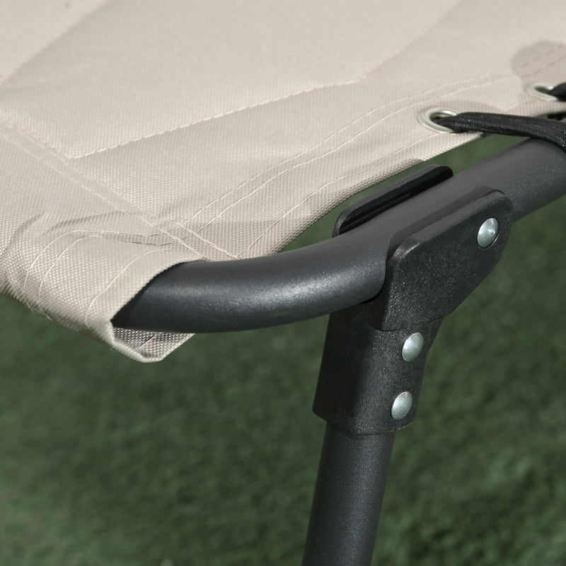 Set of 2 Khaki Sun Loungers with 5 Position Reclining Backs for Relaxing Outdoors