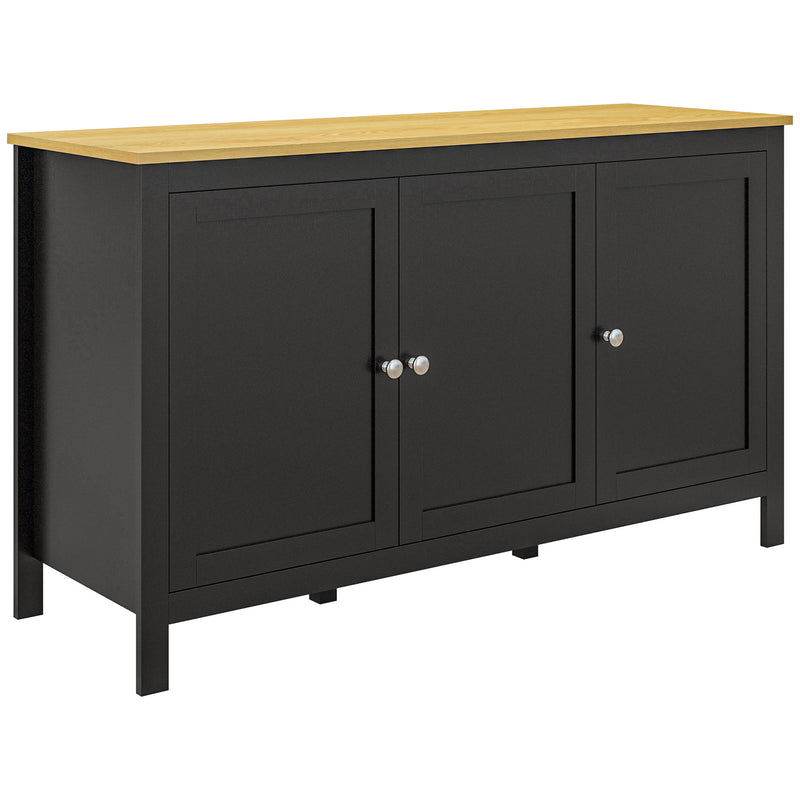 Black Sideboard Buffet Storage Cabinet with Adjustable Shelves for Organised Hallway or Living Room