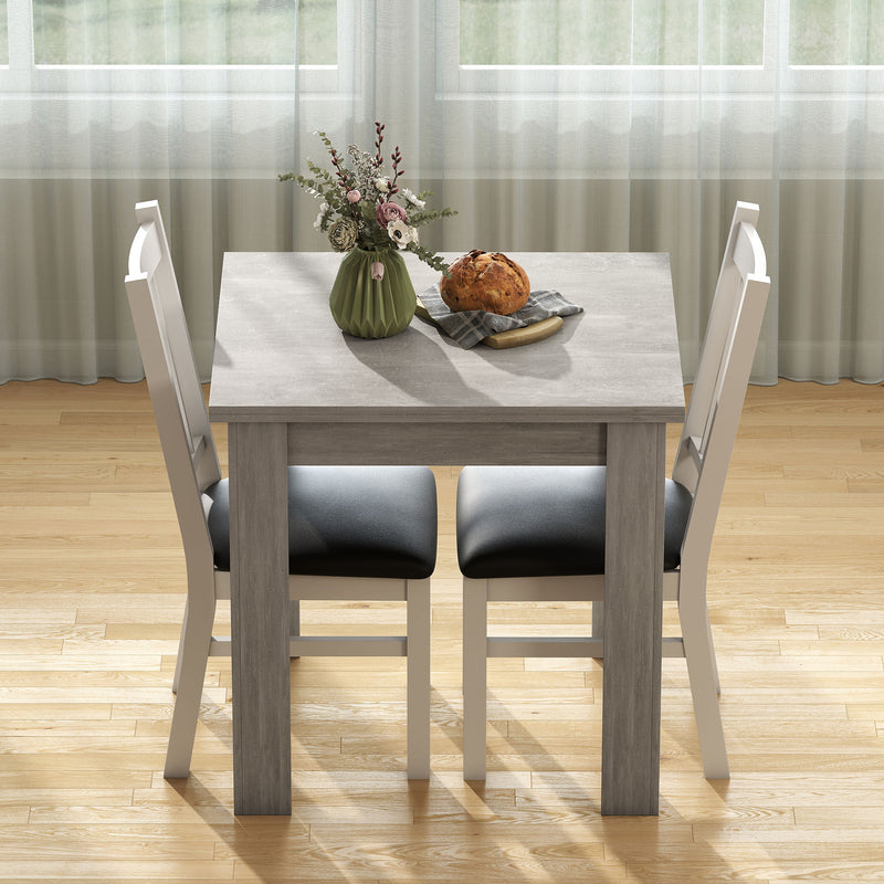 Extendable Dining Table for Small Spaces Seats 4 to 6 with Hidden Leaf Grey Wood Effect