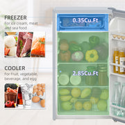 91L Under Counter Fridge Freezer With Chiller Box Adjustable Thermostat Grey