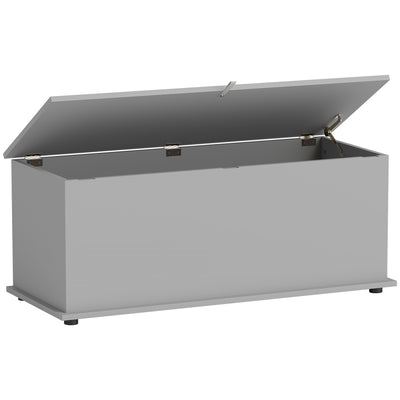 Grey 113L Storage Chest with Flip-Top Lid and Safety Hinges for Living Room and Hallway by HOMCOM