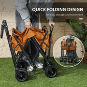 Orange Folding Trolley Cart with Canopy and Handle for Shopping Camping by Outsunny