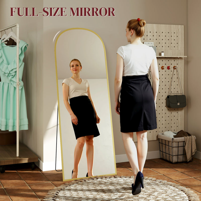Gold Full Length Standing Mirror with 165cm Aluminium Frame Ideal for Bedroom or Dressing Room